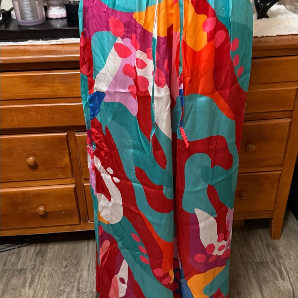 Flying Tomato Multicolor Satin belted Kimono Ensemble set - Picture 17 of 17
